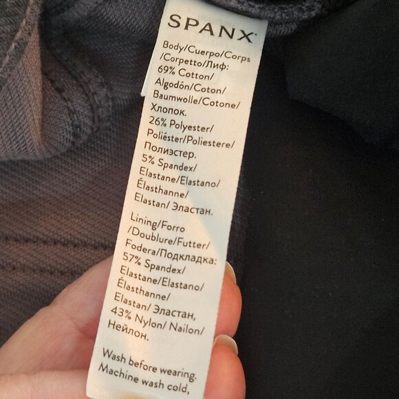 Spanx Large Acid Wash Dark Gray, Black Marble Seamless Jeggings - Picture 8 of 12